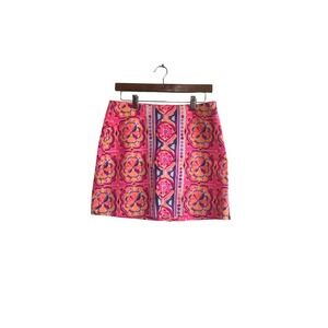Lilly Pulitzer Skirt‎ Size 4 Pink Orange Floral Print Cotton Blend Mini